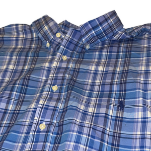 Ralph Lauren Mens 2XLT Blue and White Plaid Shirt